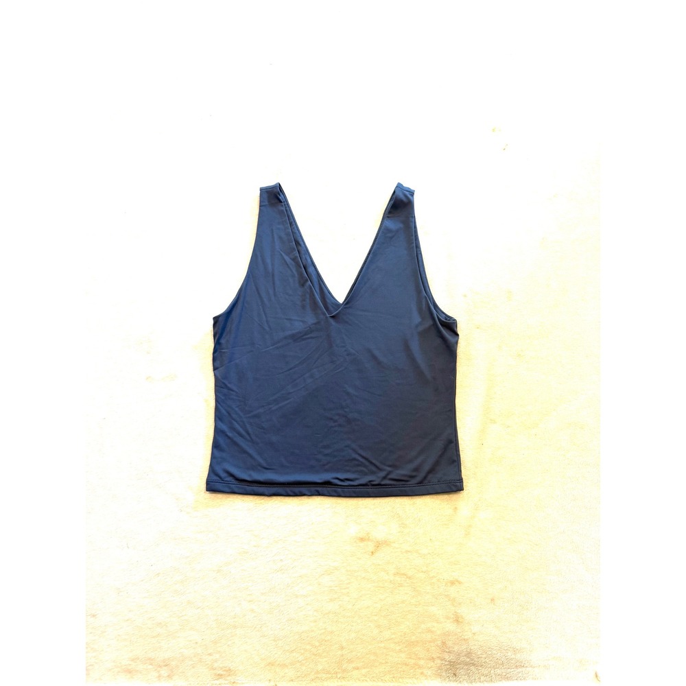 Olive + Oak Womens Blue V-Neck Sleeveless Crop Tank Top Stretch 4T01956 Large